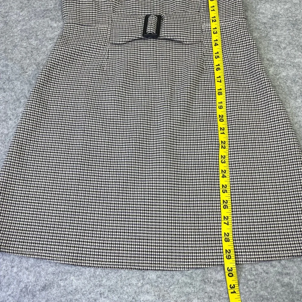 Free People Houndstooth Mini Dress Buckle Waist Spaghetti Strap Size 4